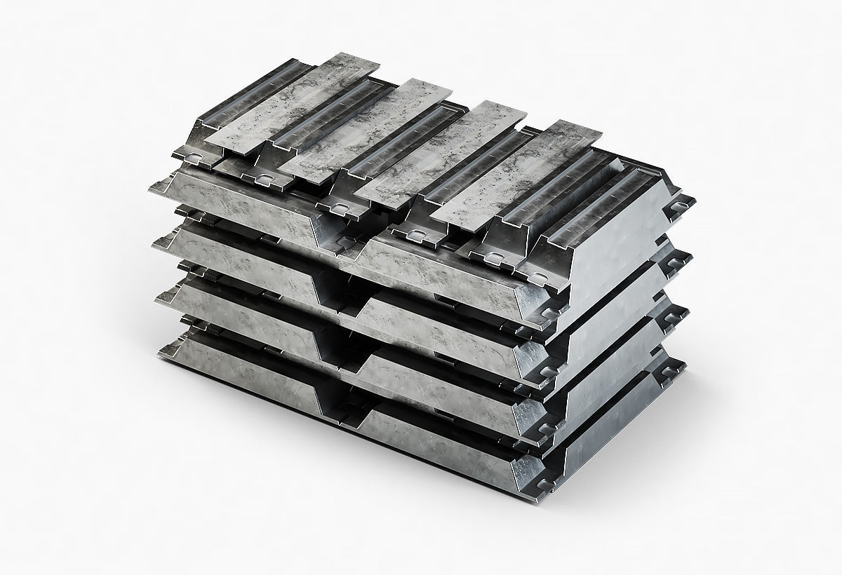 Aluminium Zinc Nickel Silver Titan Steel ingot 12 3D model_7
