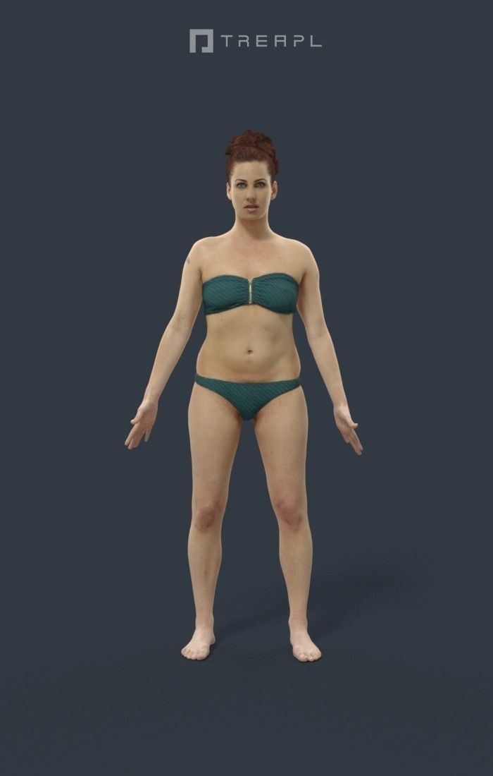 Animated Woman Bikini Beach - A-pose - Yearn Low-poly 3D model_1