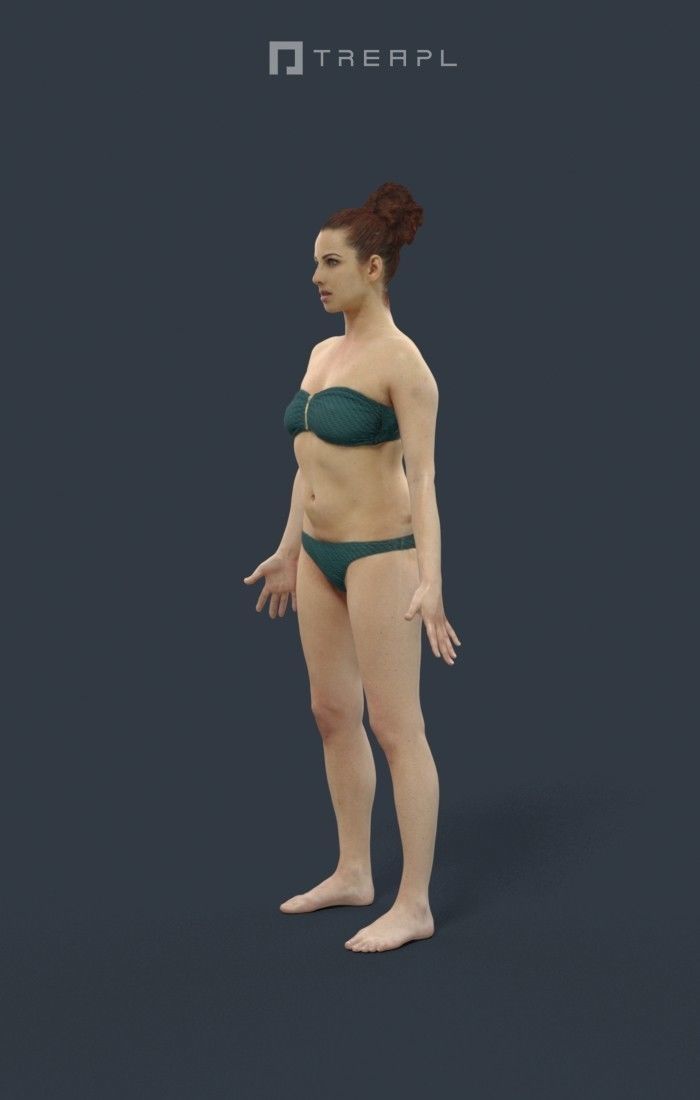 Animated Woman Bikini Beach - A-pose - Yearn Low-poly 3D model_6