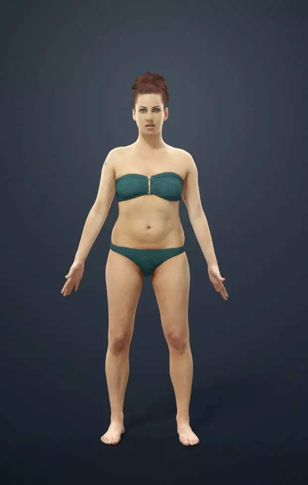 Animated Woman Bikini Beach - A-pose - Yearn Low-poly 3D model_0