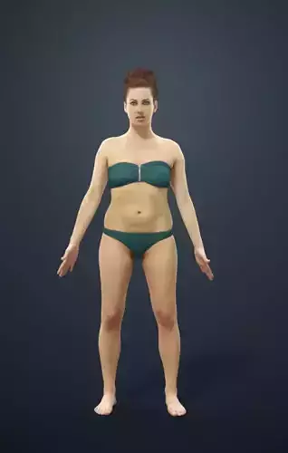 Animated Woman Bikini Beach - A-pose - Yearn Low-poly 3D model