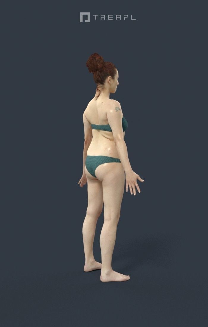 Animated Woman Bikini Beach - A-pose - Yearn Low-poly 3D model_3
