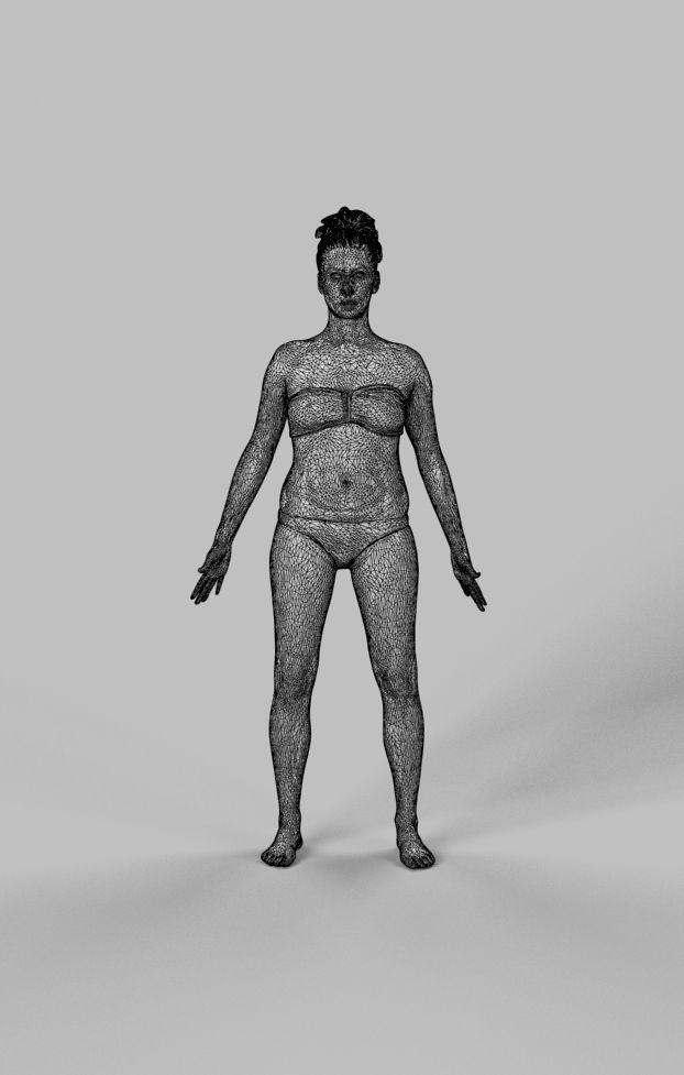 Animated Woman Bikini Beach - A-pose - Yearn Low-poly 3D model_7