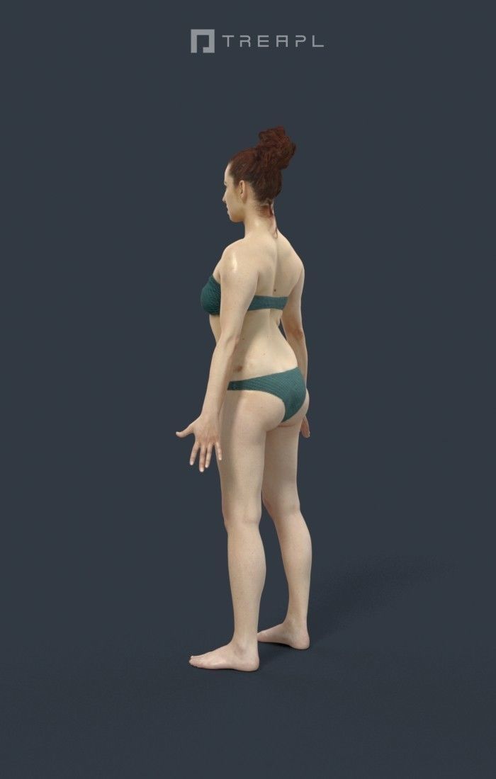 Animated Woman Bikini Beach - A-pose - Yearn Low-poly 3D model_5