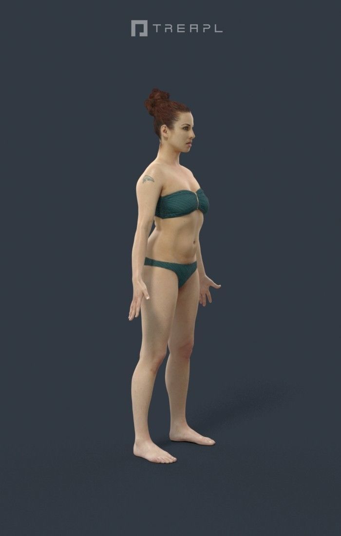 Animated Woman Bikini Beach - A-pose - Yearn Low-poly 3D model_2