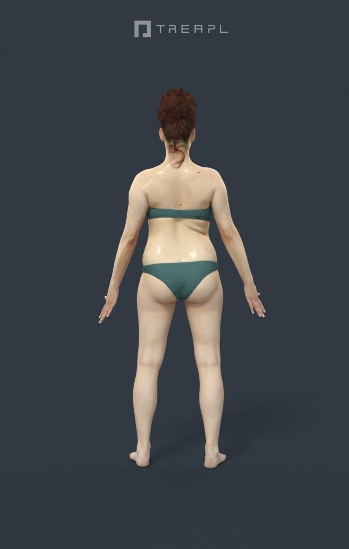 Animated Woman Bikini Beach - A-pose - Yearn Low-poly 3D model_4