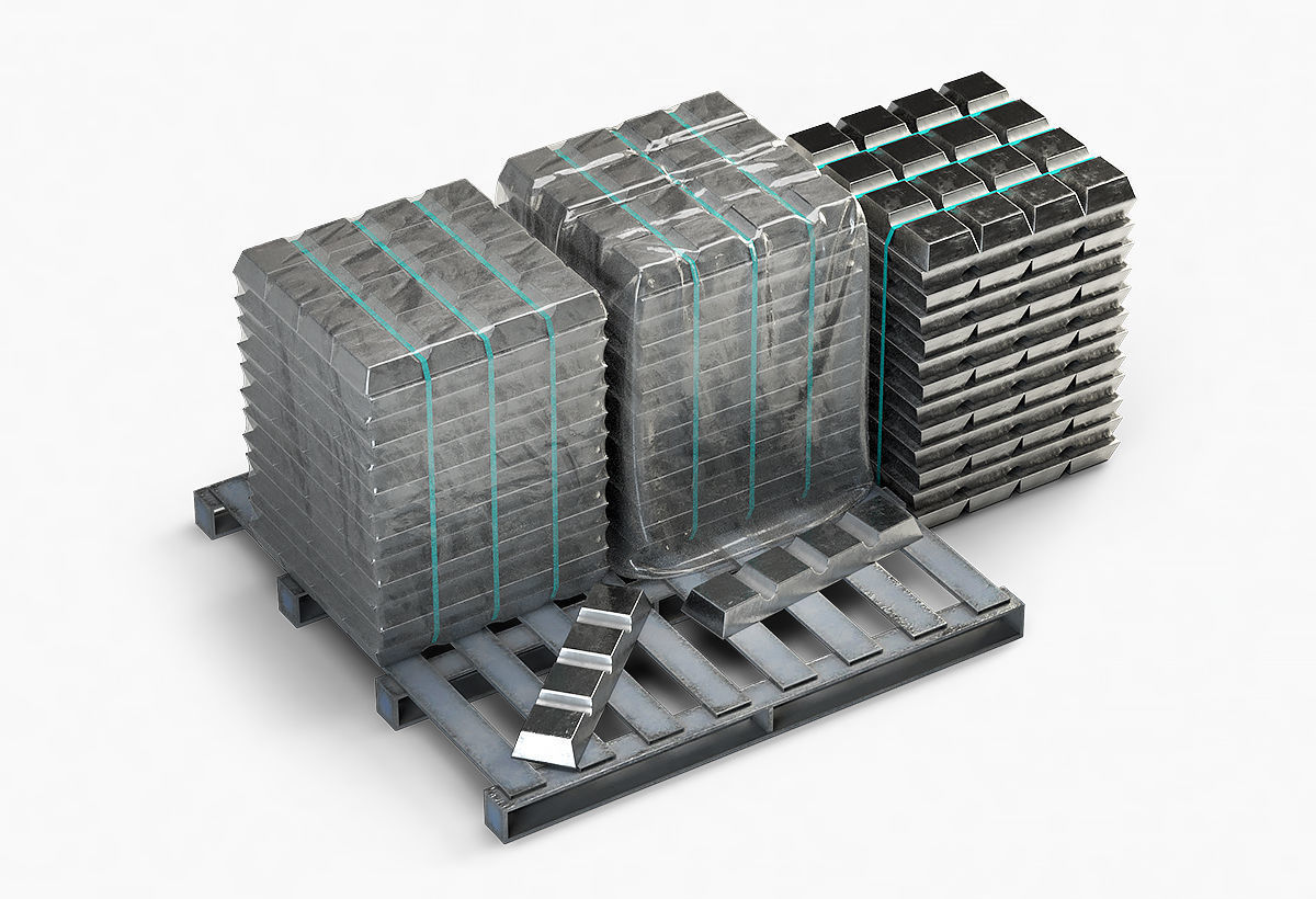 Aluminium Zinc Nickel Silver Titan Steel ingot 13 3D model_2