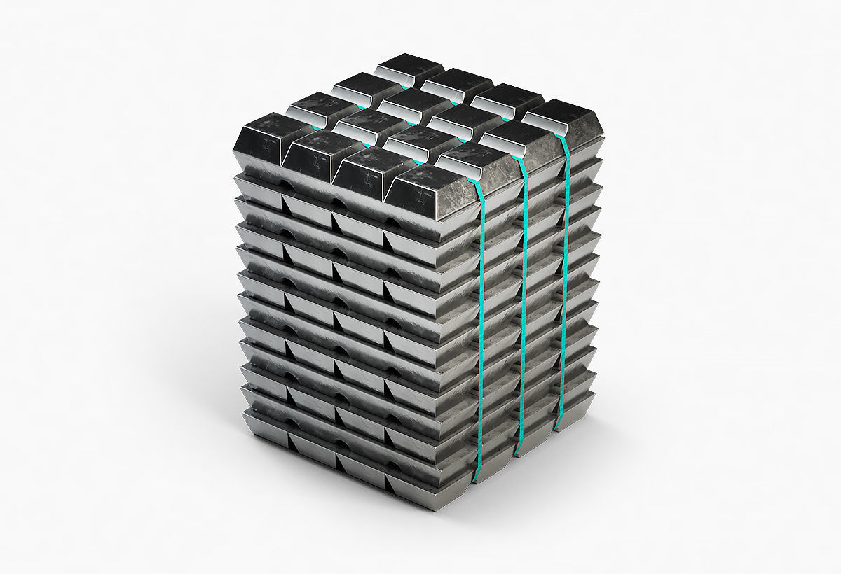 Aluminium Zinc Nickel Silver Titan Steel ingot 13 3D model_5
