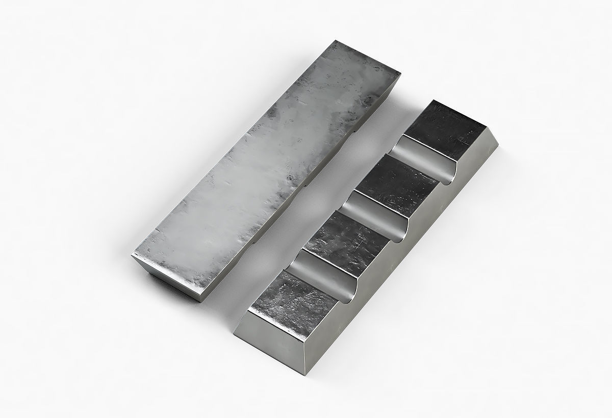 Aluminium Zinc Nickel Silver Titan Steel ingot 13 3D model_7