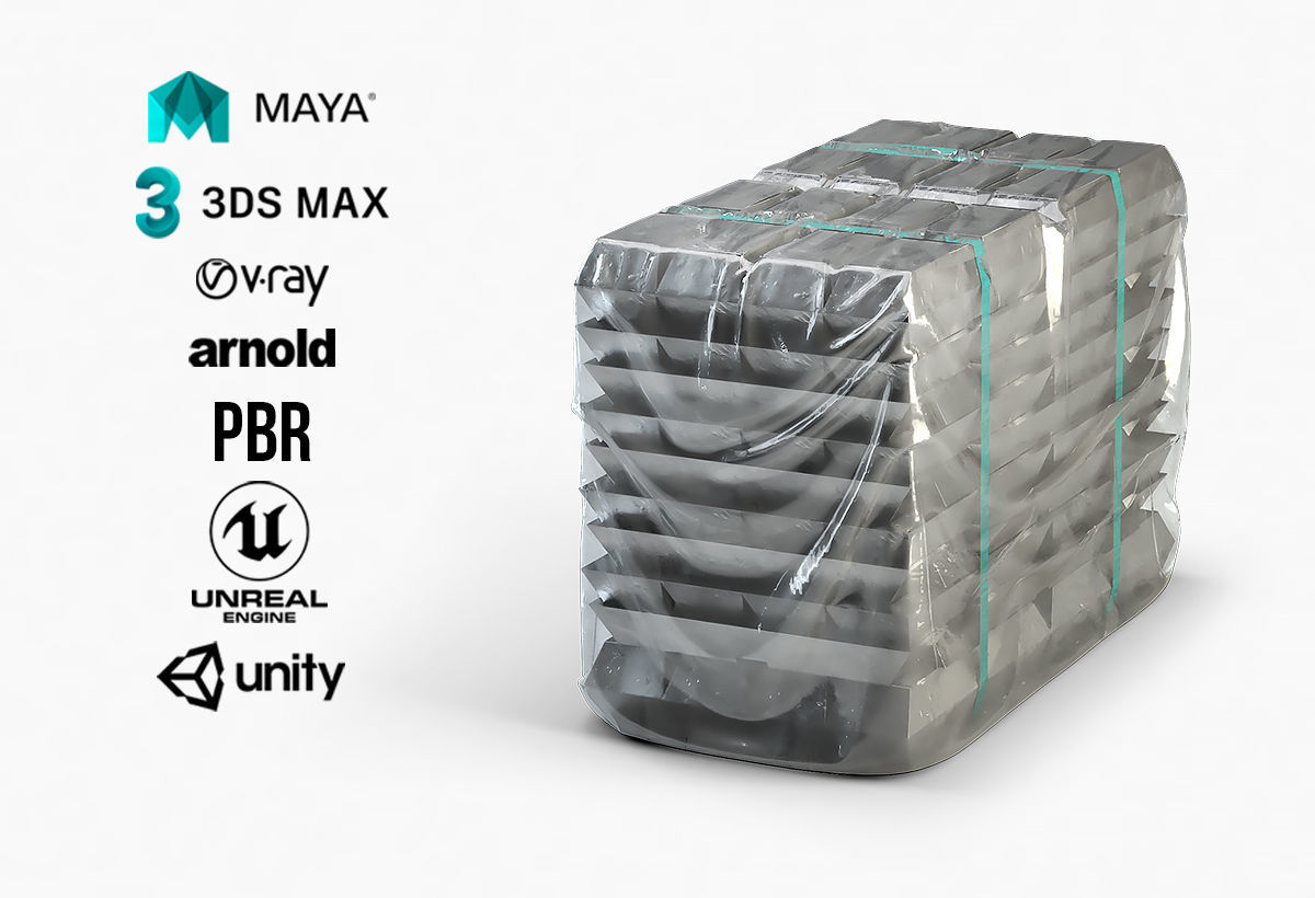 Aluminium Zinc Nickel Silver Titan Steel ingot 14 3D model_1