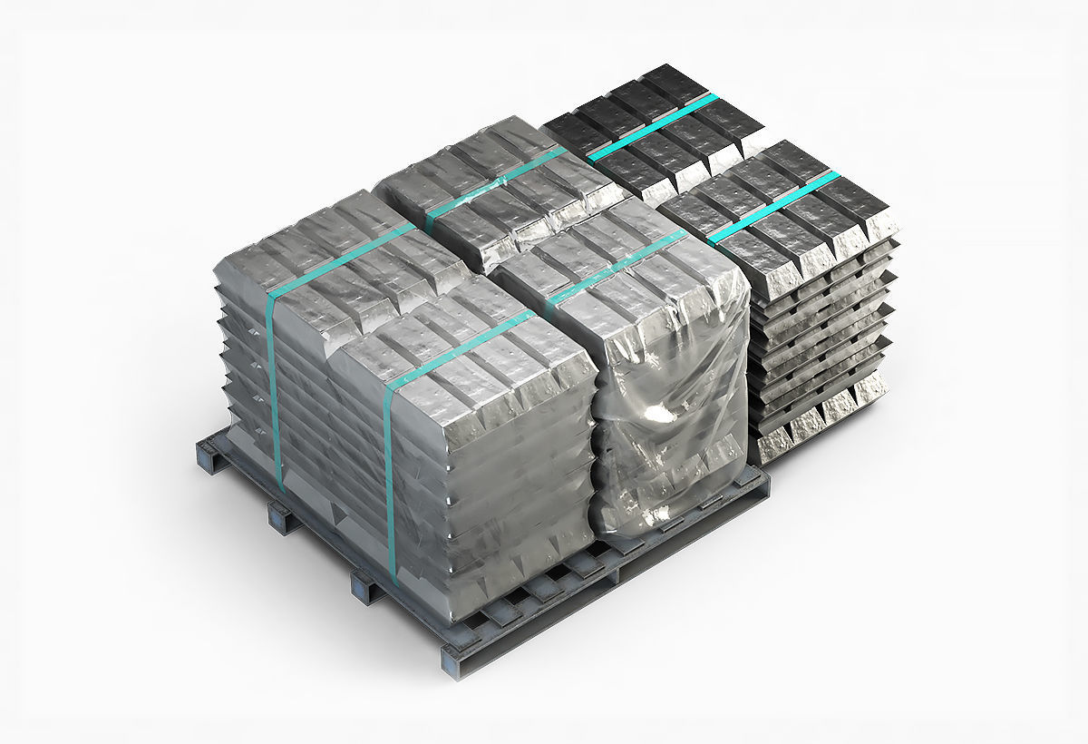 Aluminium Zinc Nickel Silver Titan Steel ingot 14 3D model_4