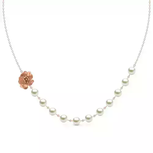 Flower Pearl String Necklace