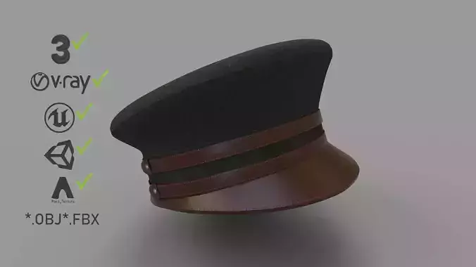 Military Hat Low-poly 3D model