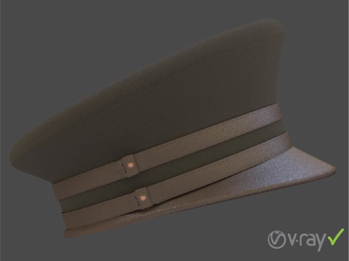 Military Hat Low-poly 3D model_7