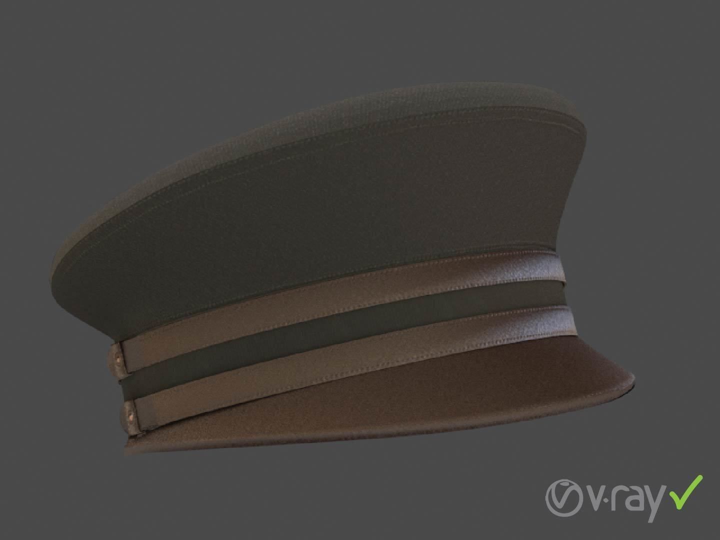 Military Hat Low-poly 3D model_8