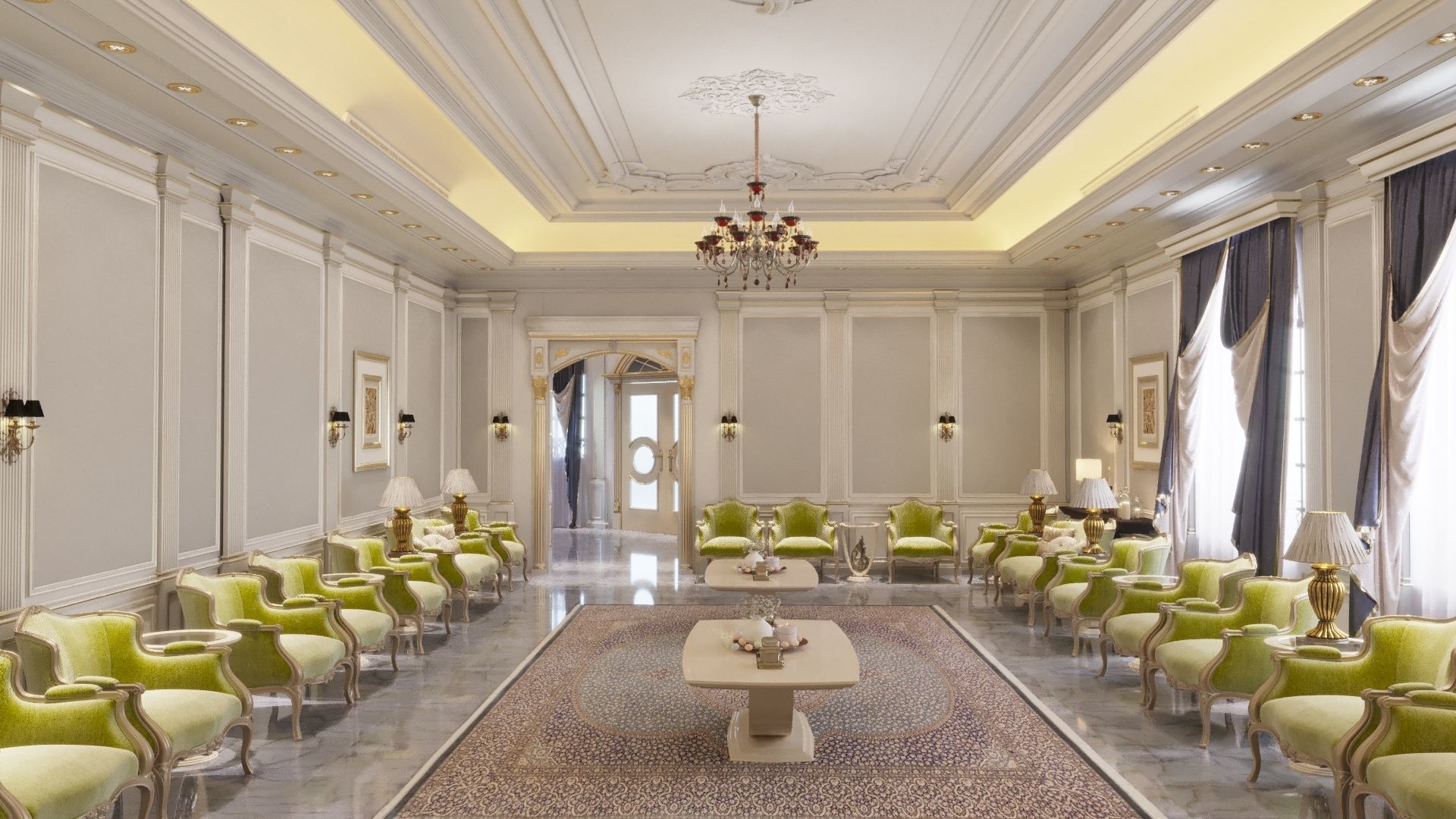 realistic chair sofa walls ceiling  3D model_2