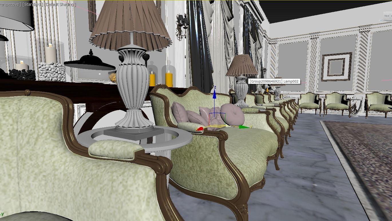 realistic chair sofa walls ceiling  3D model_6