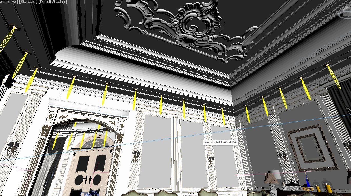 realistic chair sofa walls ceiling  3D model_7