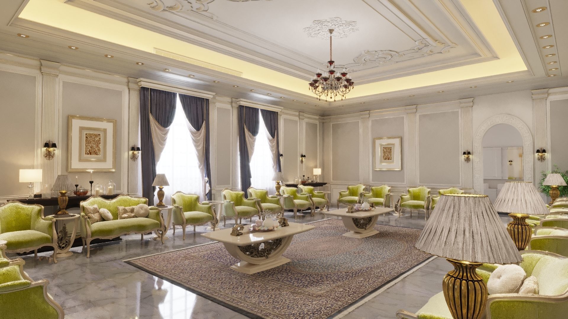 realistic chair sofa walls ceiling  3D model_1