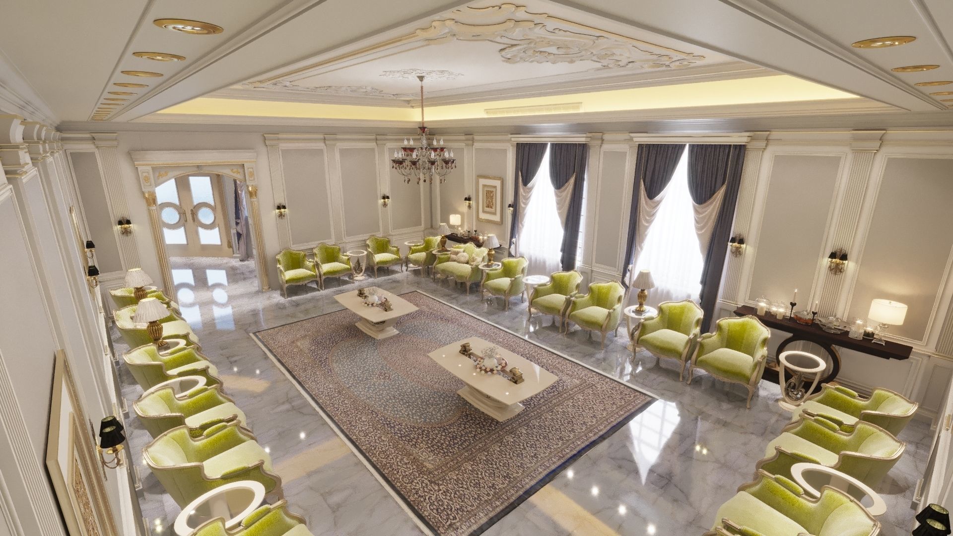 realistic chair sofa walls ceiling  3D model_4