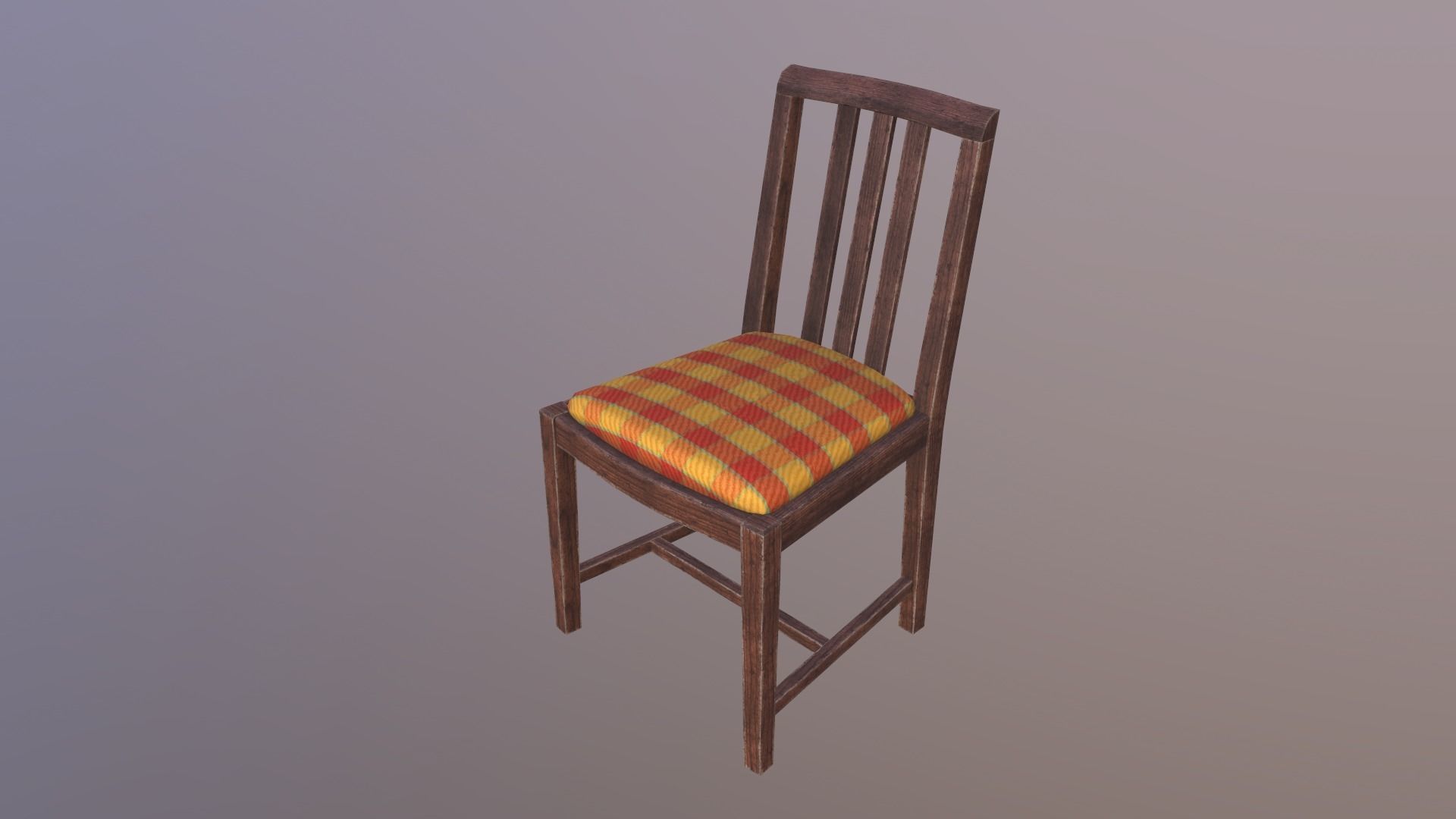 Retro Chair Low-poly 3D model_1
