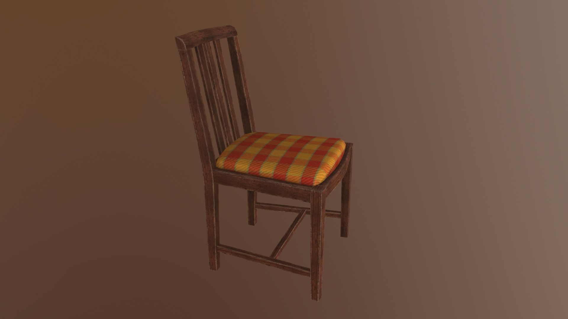 Retro Chair Low-poly 3D model_3