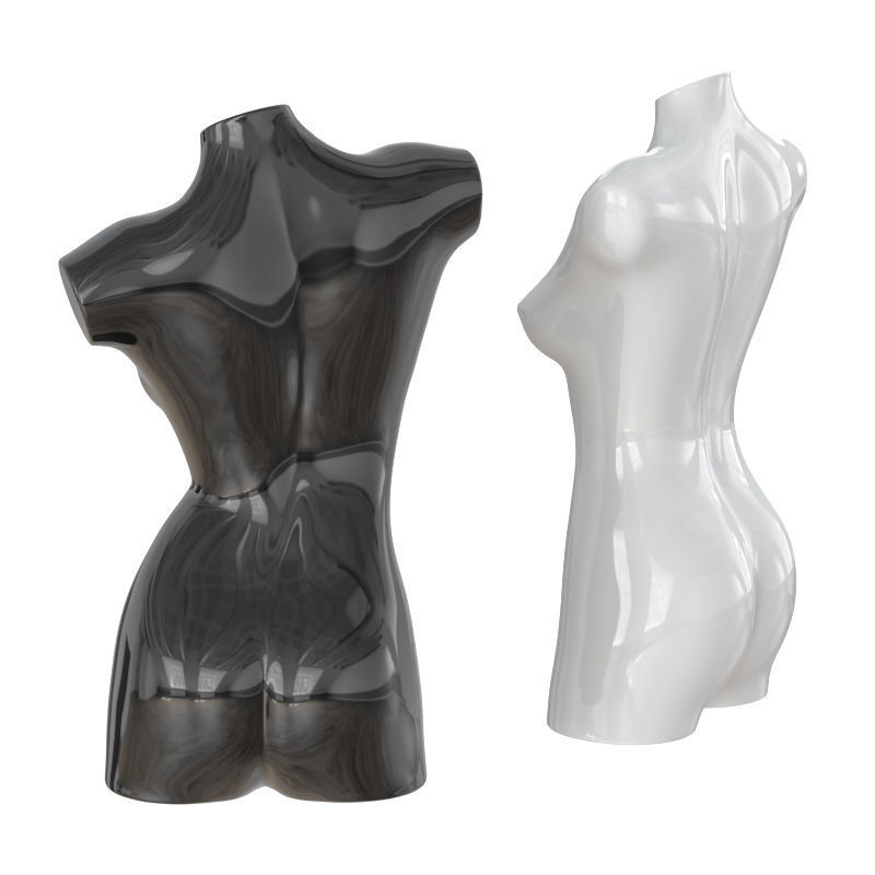 Black and white female mannequin 08 3D model_3