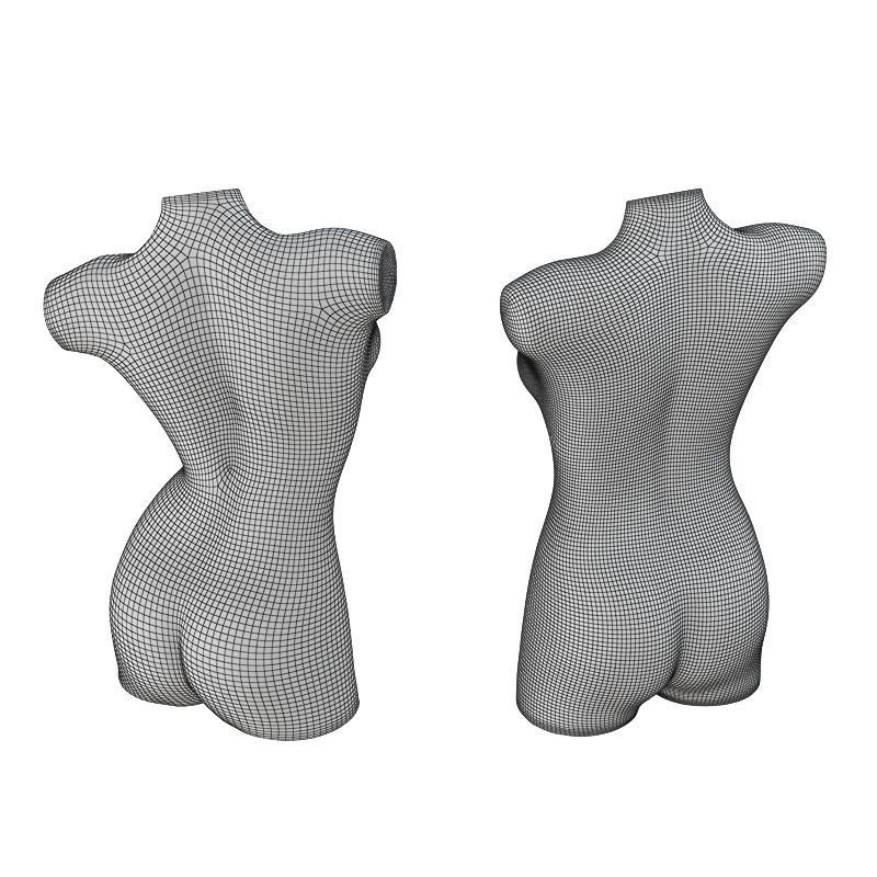 Black and white female mannequin 08 3D model_5