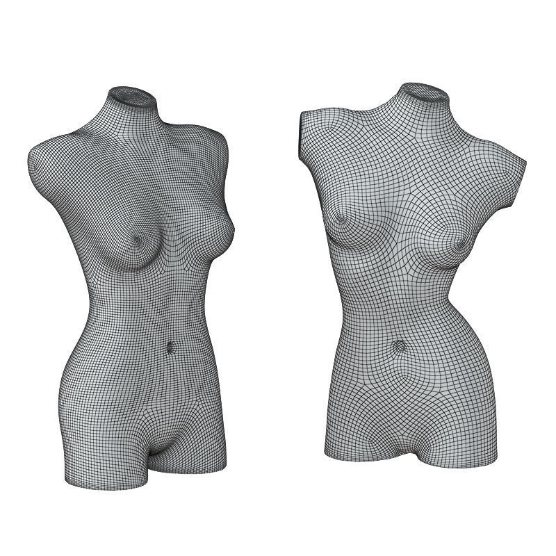 Black and white female mannequin 08 3D model_4