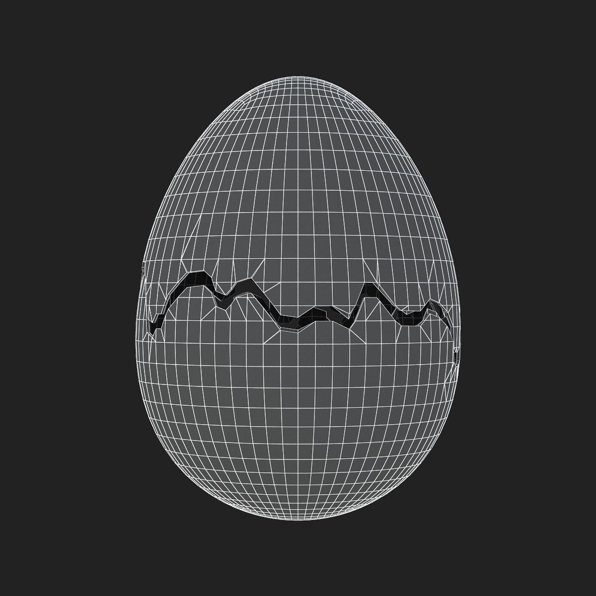Easter Egg Cracked  N010 Low-poly 3D model_9