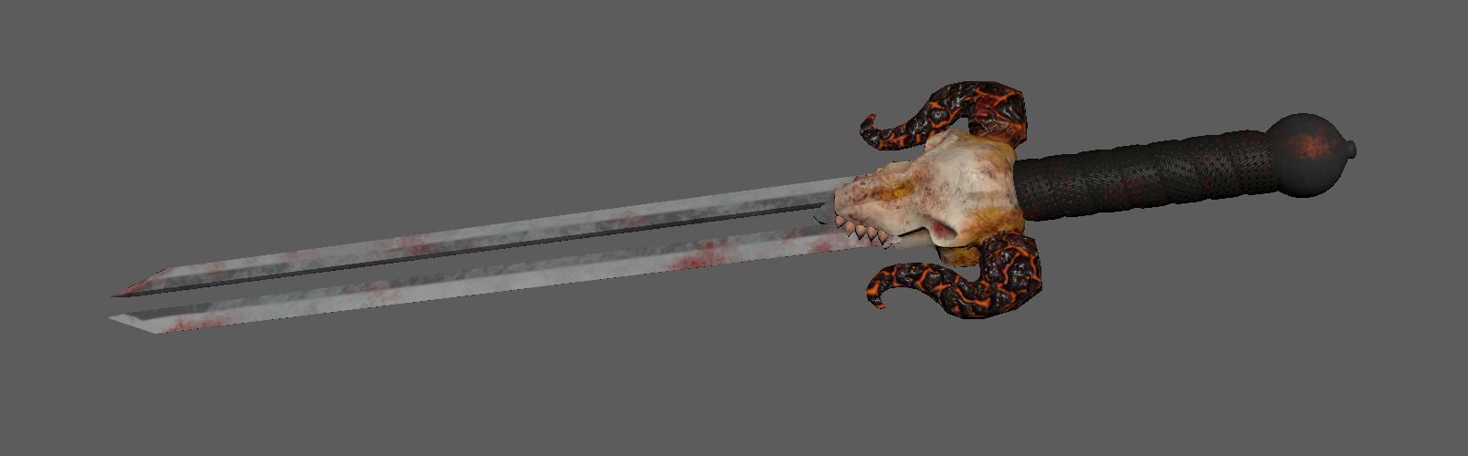 lava Horn Sword - PBR Game Ready Weapon Low-poly 3D model_3