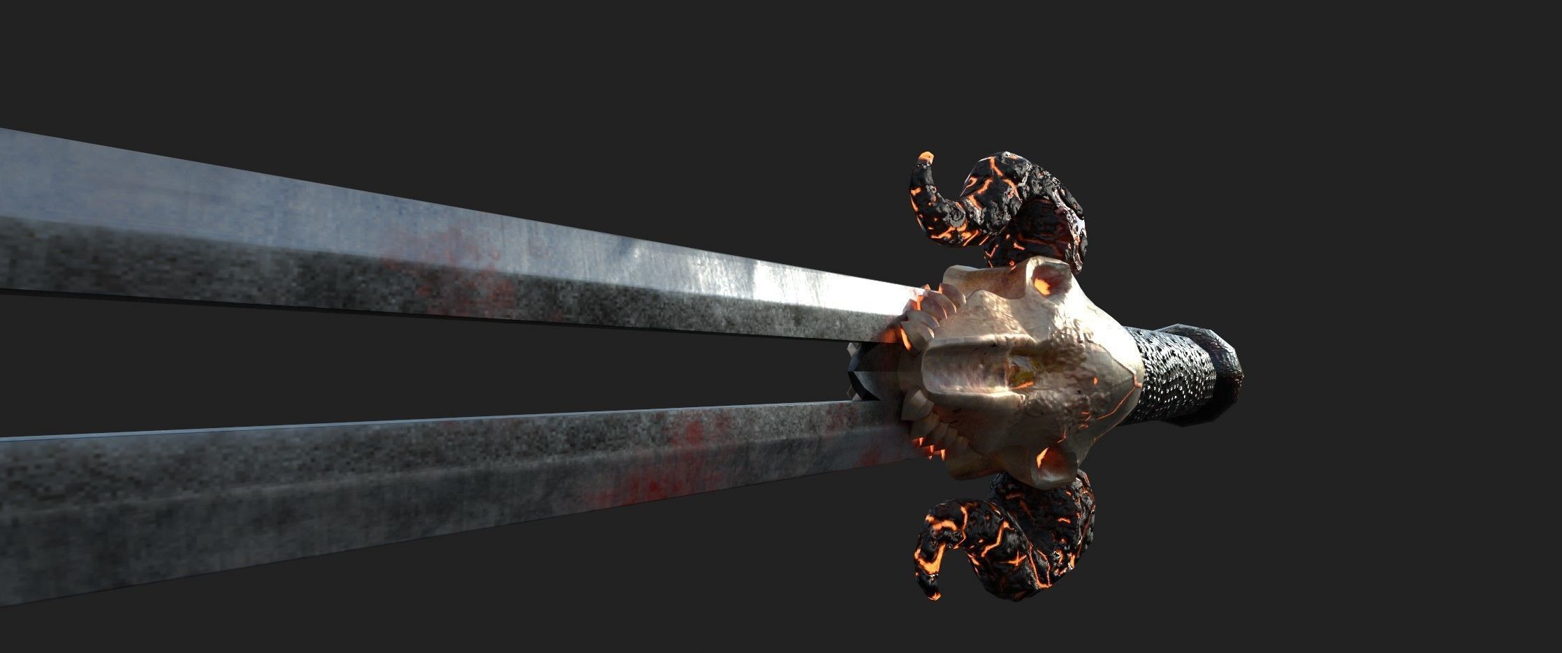 lava Horn Sword - PBR Game Ready Weapon Low-poly 3D model_8