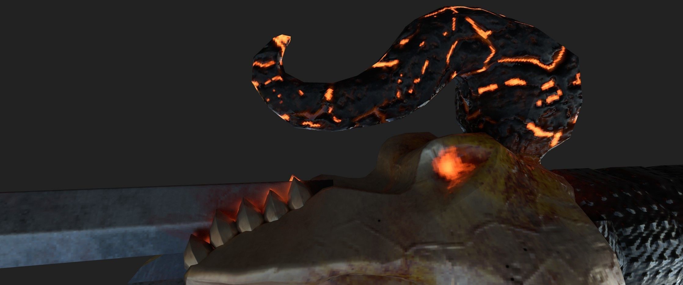 lava Horn Sword - PBR Game Ready Weapon Low-poly 3D model_6