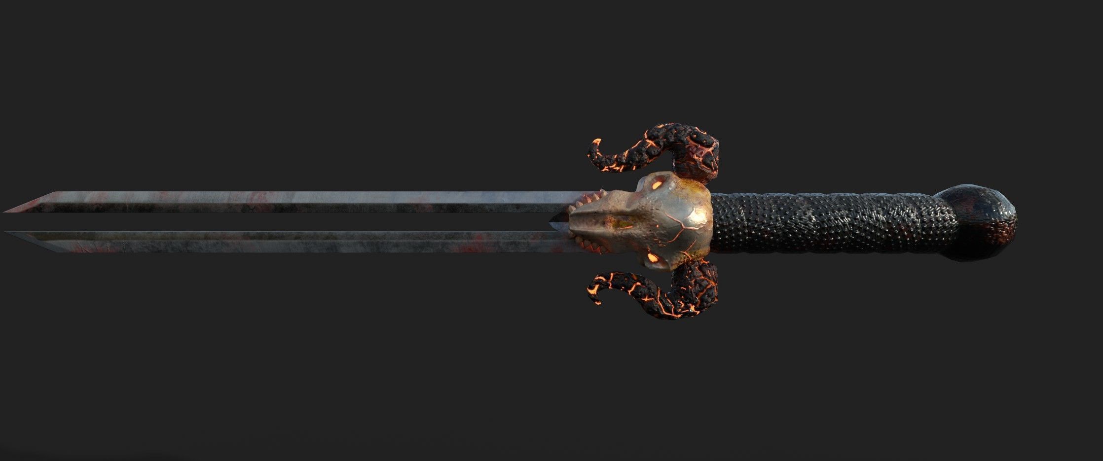 lava Horn Sword - PBR Game Ready Weapon Low-poly 3D model_10