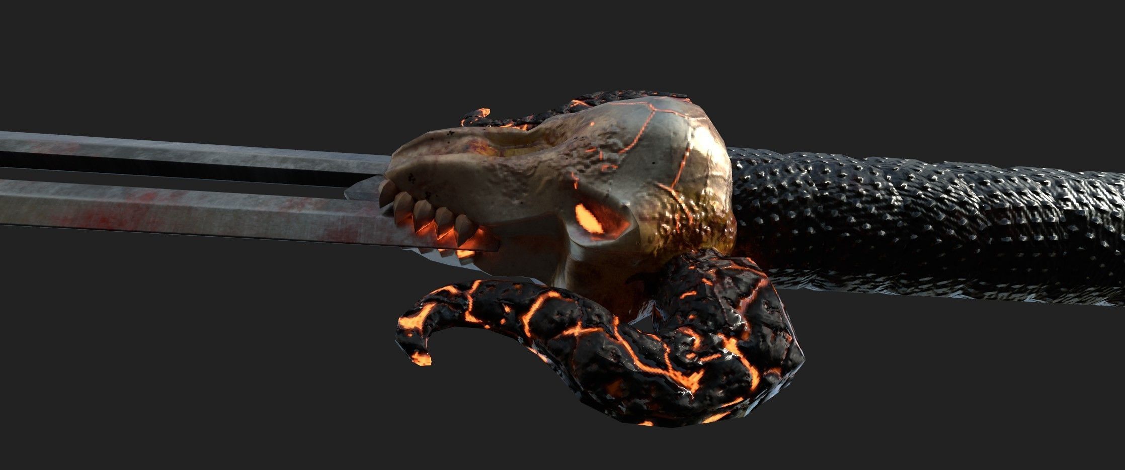 lava Horn Sword - PBR Game Ready Weapon Low-poly 3D model_5