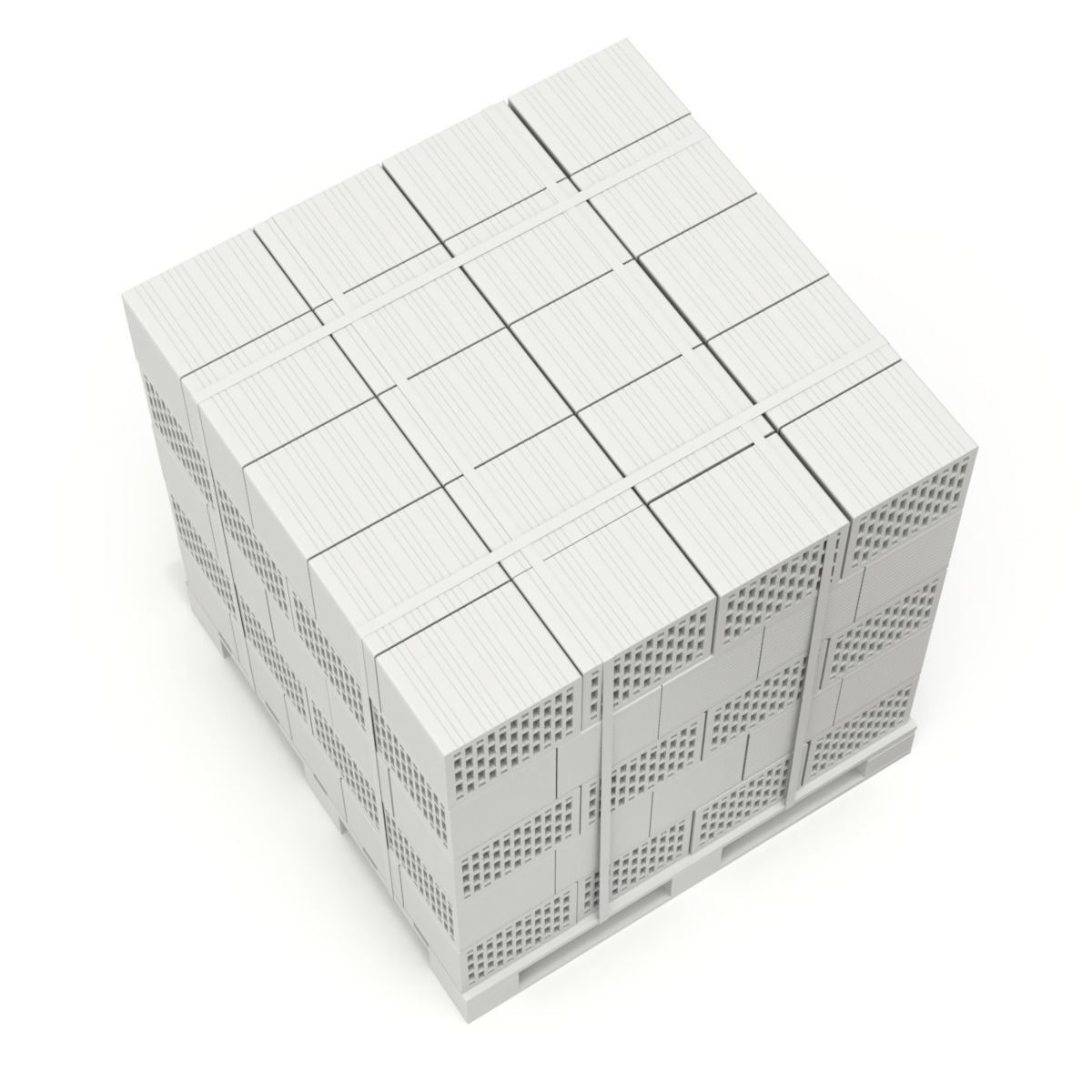 Hollow Clay Blocks and Wooden Pallet 3D model_14