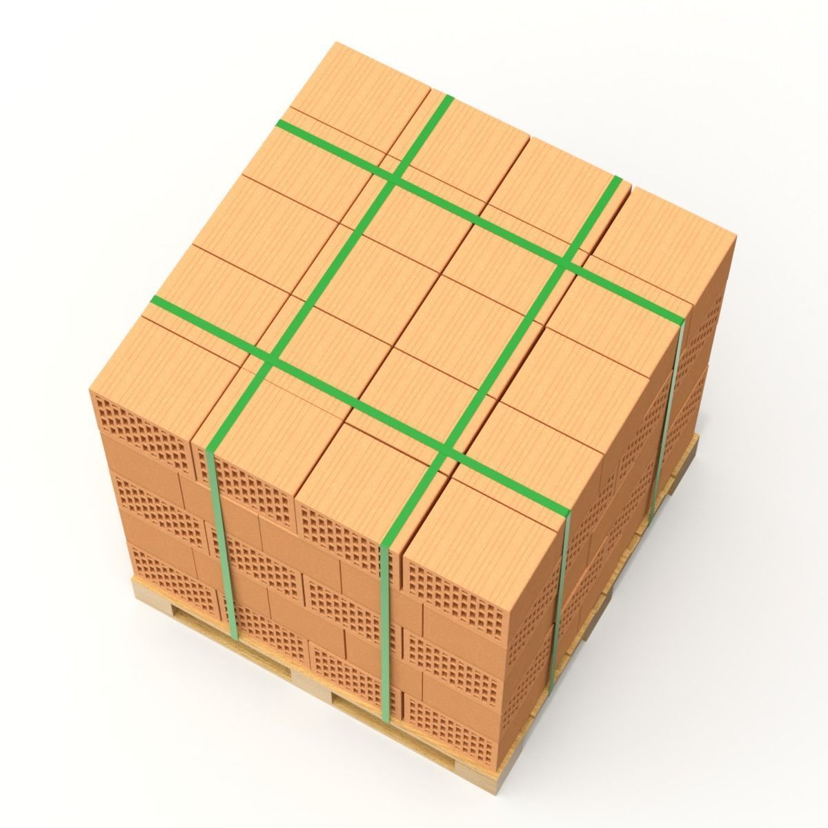 Hollow Clay Blocks and Wooden Pallet 3D model_6