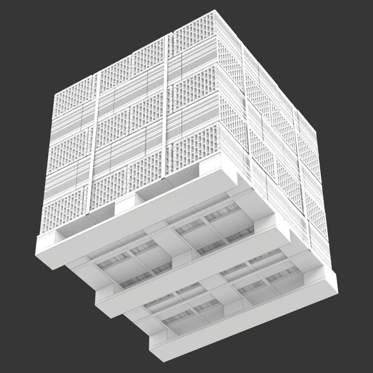 Hollow Clay Blocks and Wooden Pallet 3D model_23