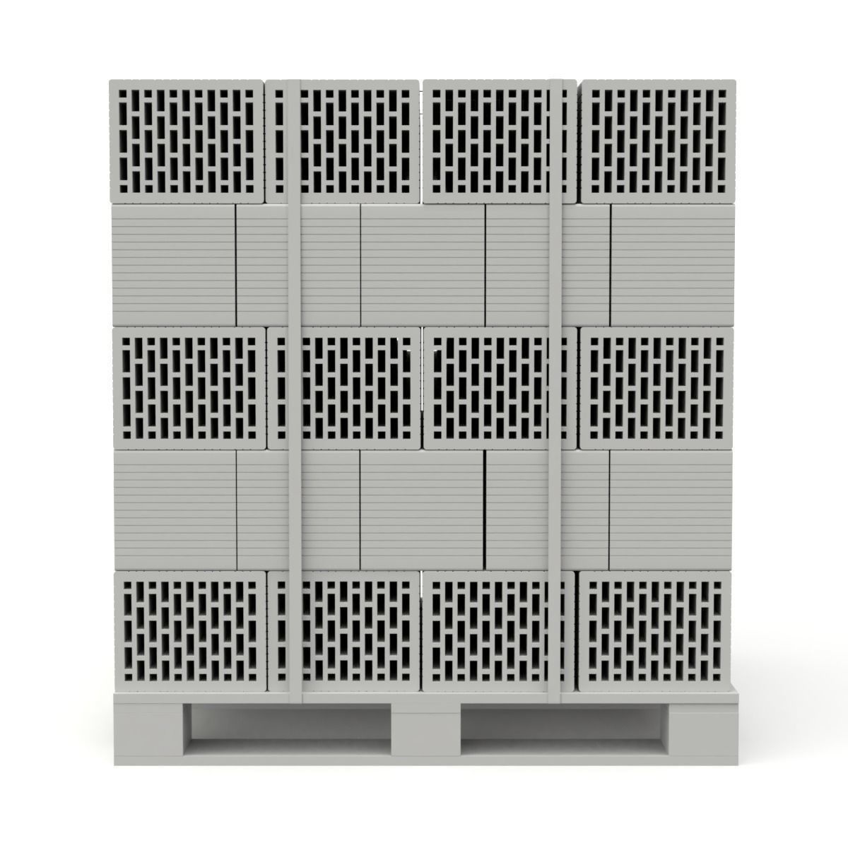 Hollow Clay Blocks and Wooden Pallet 3D model_13