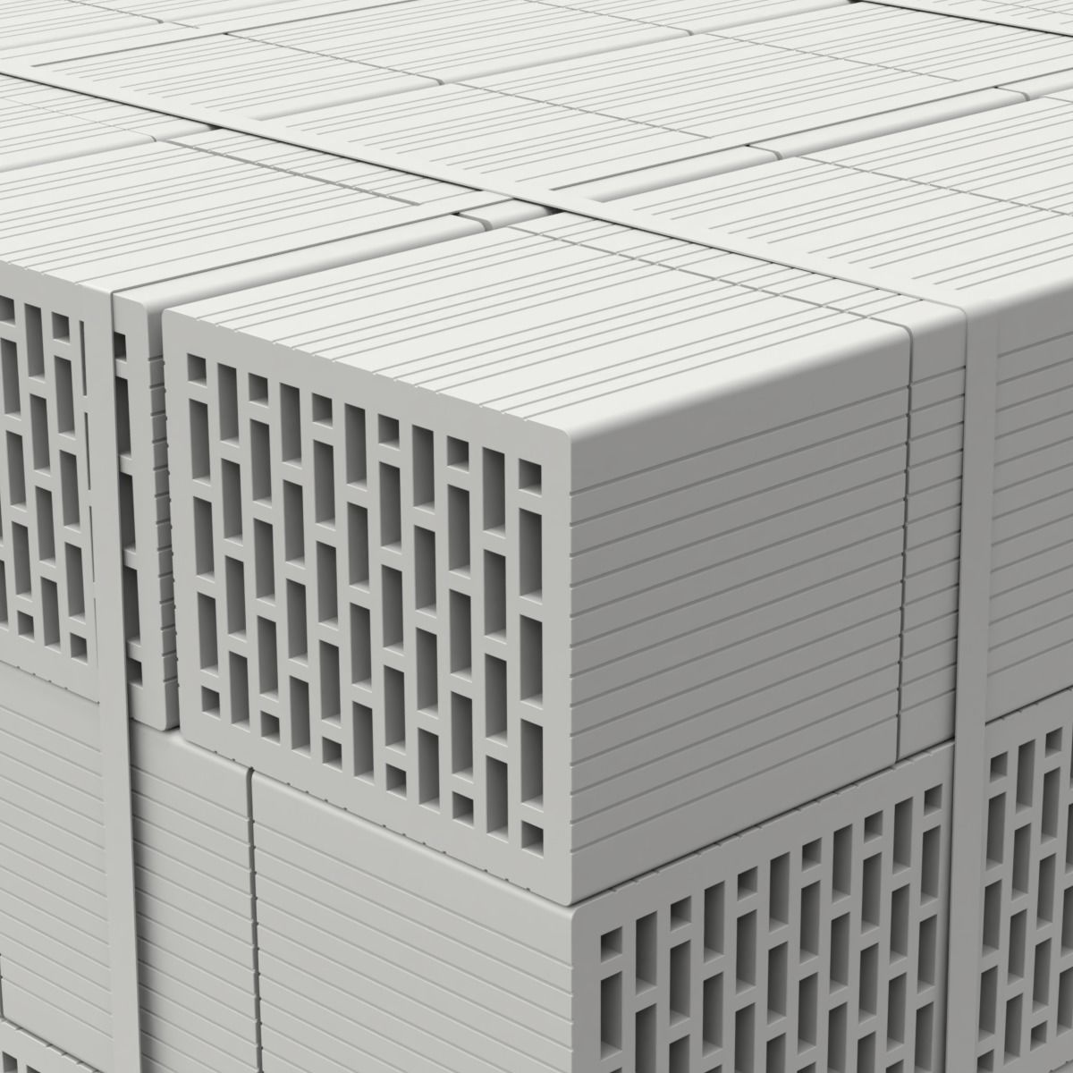 Hollow Clay Blocks and Wooden Pallet 3D model_11