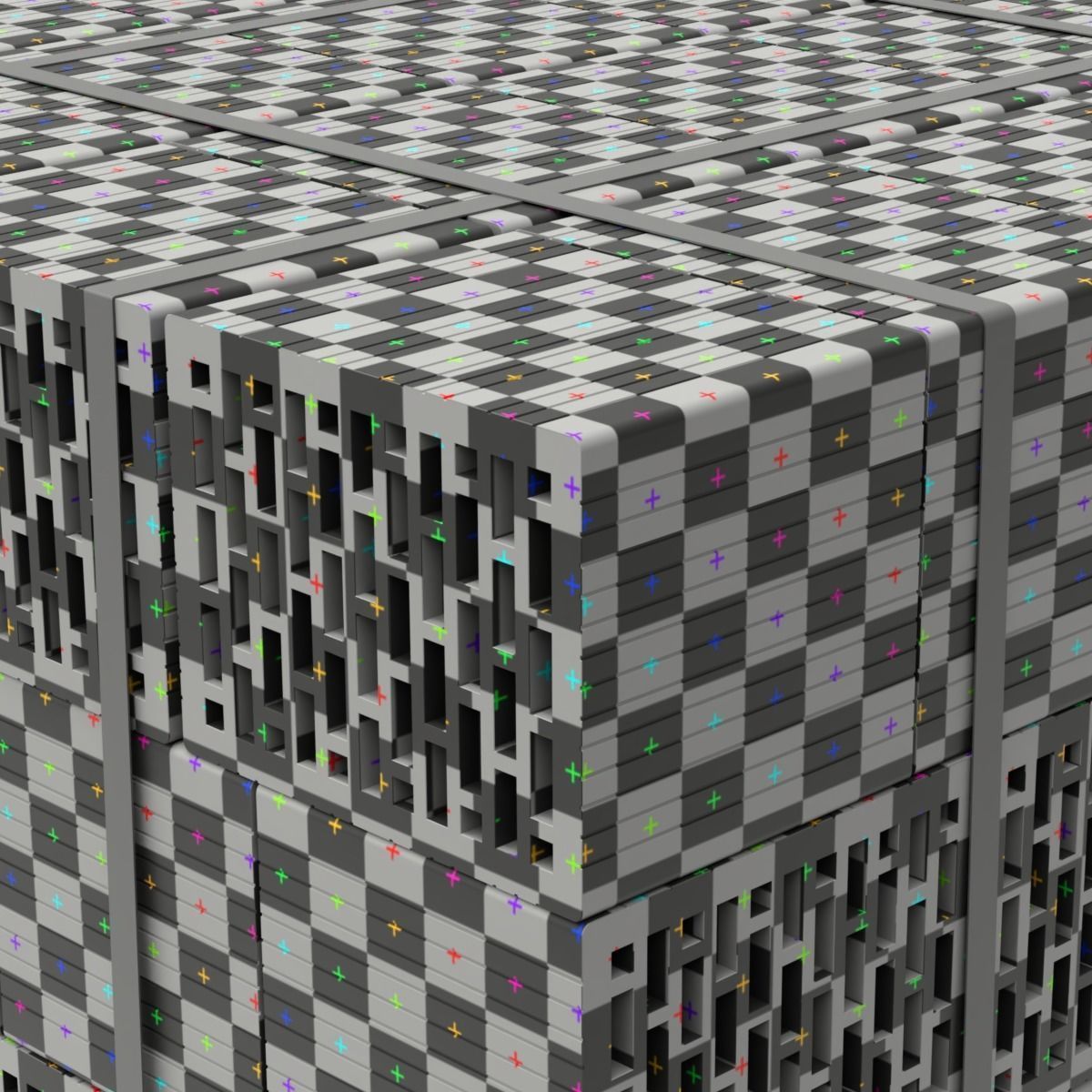 Hollow Clay Blocks and Wooden Pallet 3D model_10