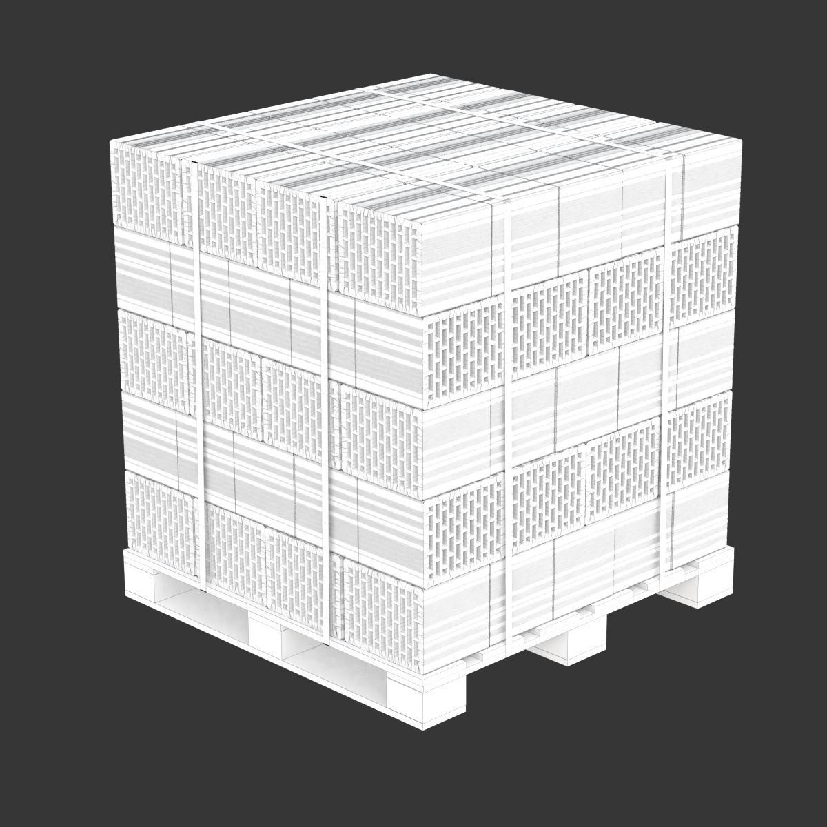 Hollow Clay Blocks and Wooden Pallet 3D model_18