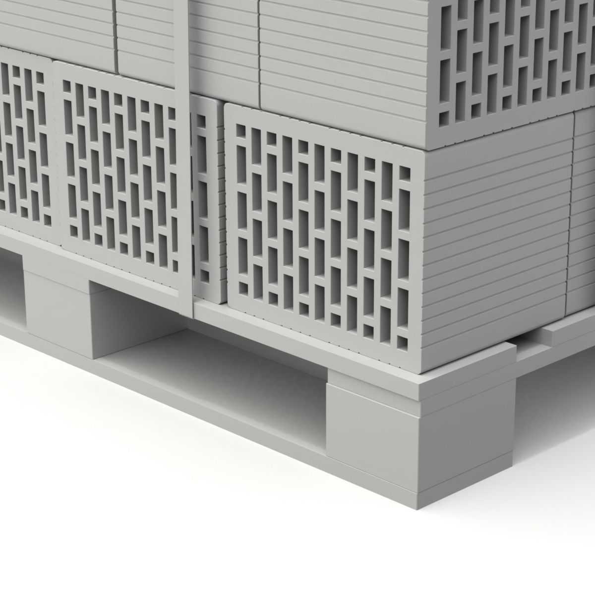 Hollow Clay Blocks and Wooden Pallet 3D model_12