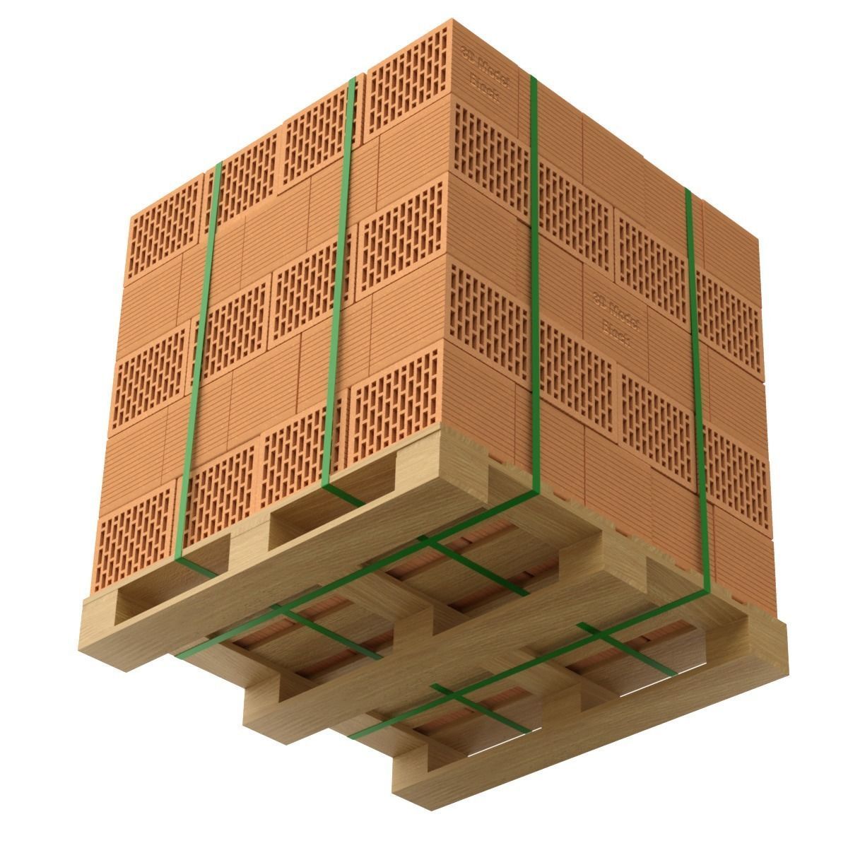 Hollow Clay Blocks and Wooden Pallet 3D model_5