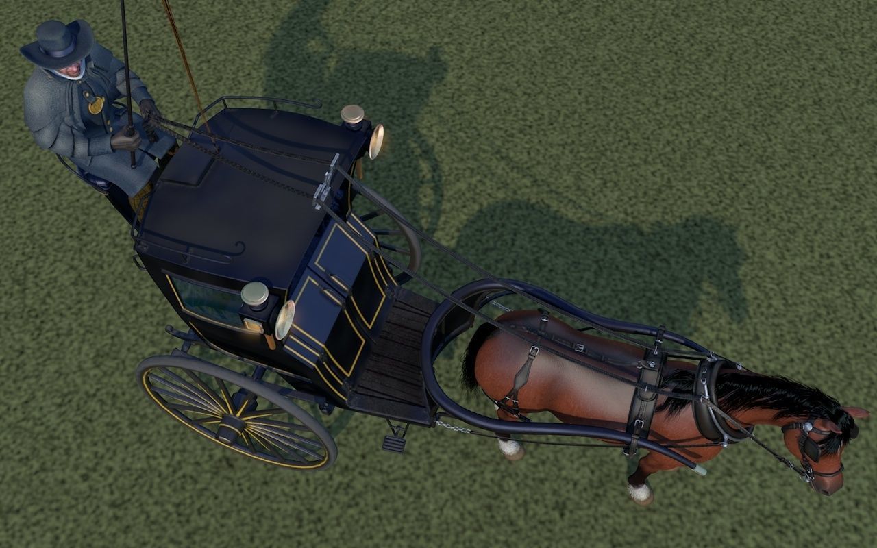 London cab cabman horse 3D model_5