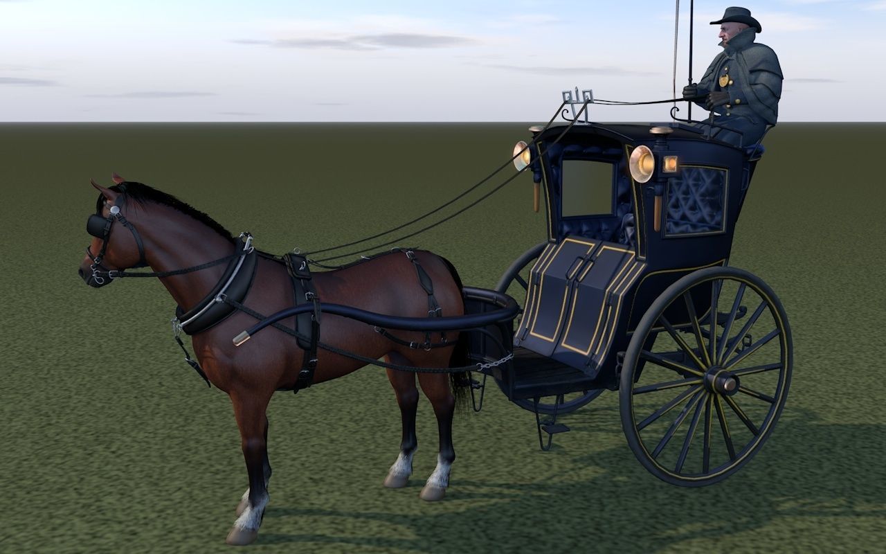 London cab cabman horse 3D model_3