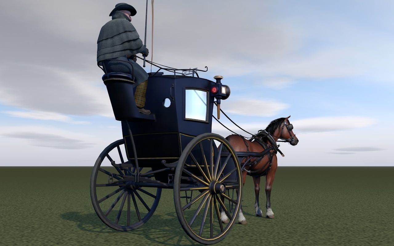 London cab cabman horse 3D model_4