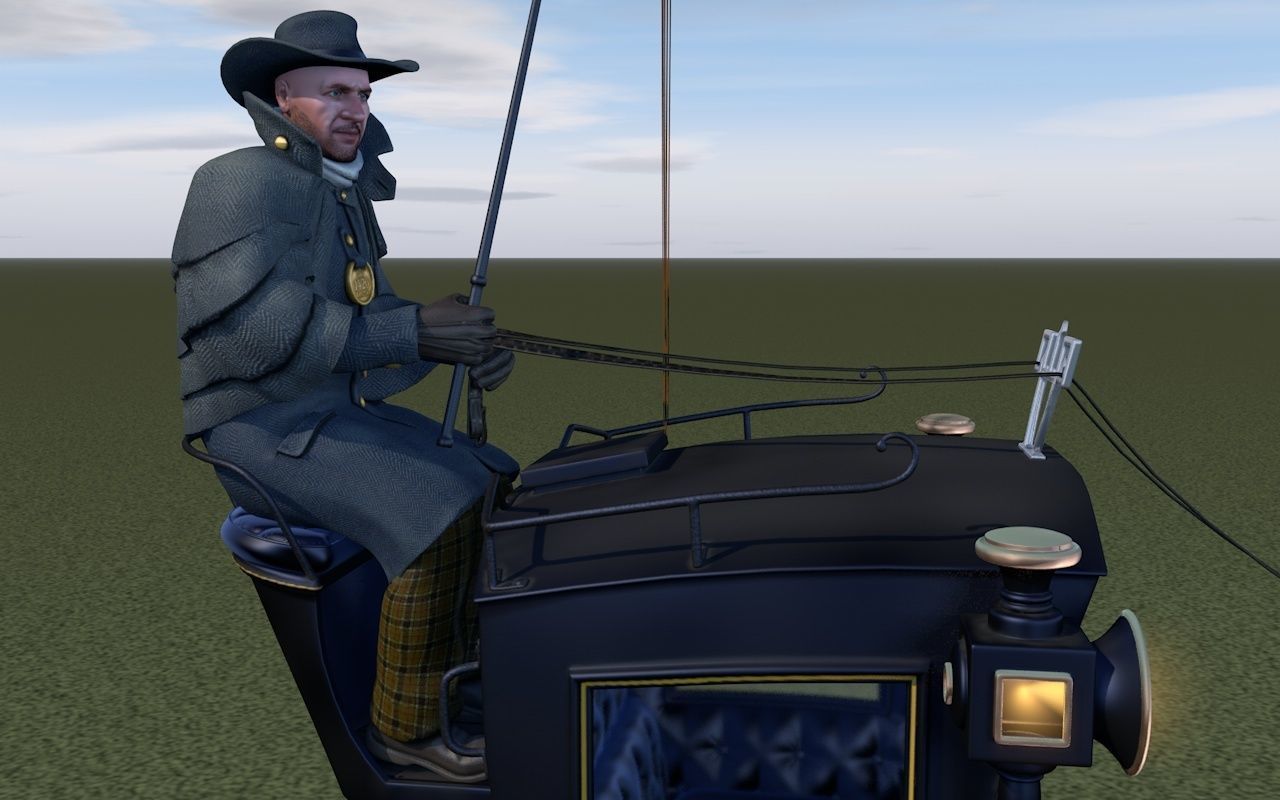 London cab cabman horse 3D model_13