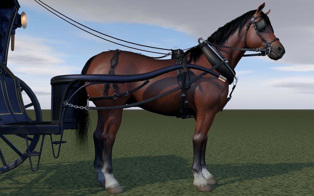 London cab cabman horse 3D model_12