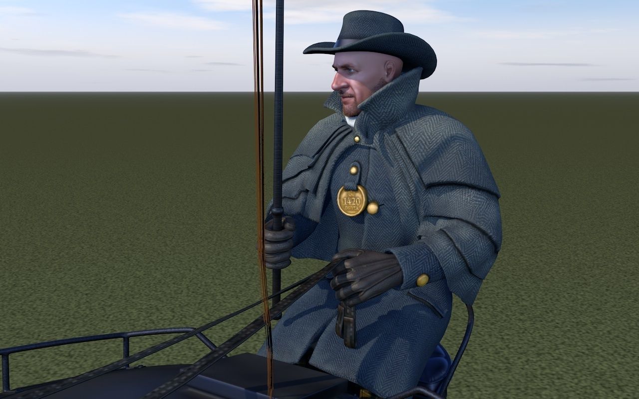 London cab cabman horse 3D model_8